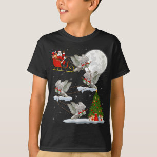 Xmas Lighting Tree Santa Riding Snowy Owl Bird Chr T-Shirt