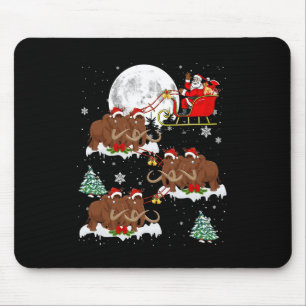 Xmas Lighting Tree Santa Riding Woolly Mammoth Chr Mouse Pad