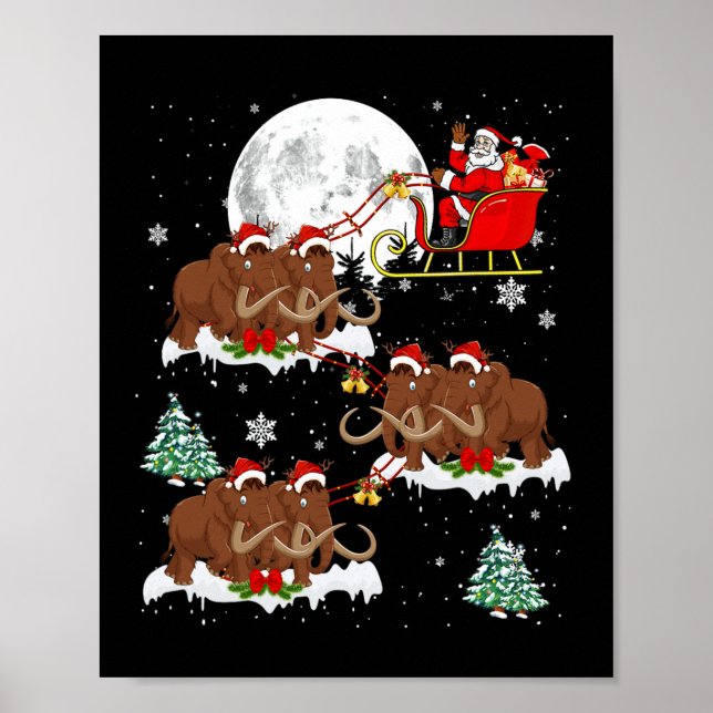 Xmas Lighting Tree Santa Riding Woolly Mammoth Chr Poster (Front)