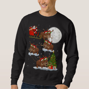 Xmas Lighting Tree Santa Riding Woolly Mammoth Chr Sweatshirt