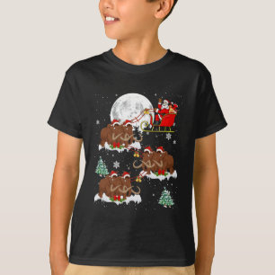 Xmas Lighting Tree Santa Riding Woolly Mammoth Chr T-Shirt