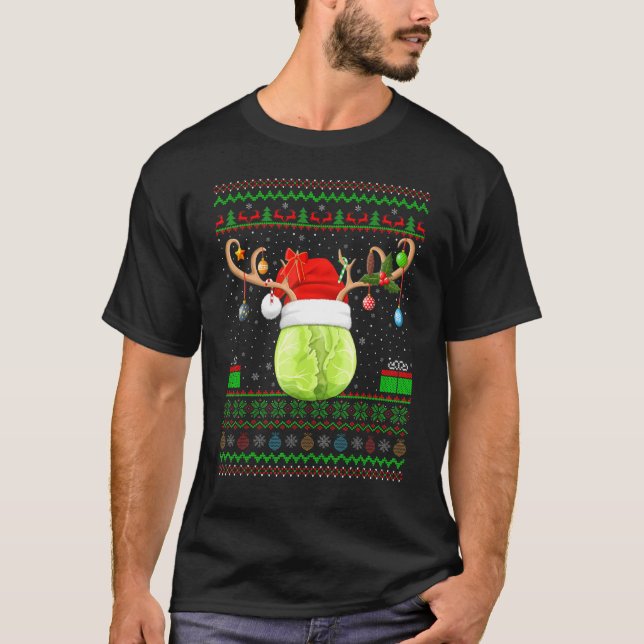 Xmas Lighting Ugly Cabbage Vegetable Christmas T-Shirt (Front)