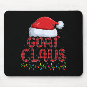 Xmas Lights Buffalo Plaid Goat Santa Claus Christm Mouse Pad
