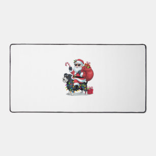 Xmas Lights Funny Santa Riding Border Terrier Dog Desk Mat