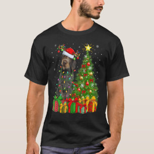 Xmas Lights German Wirehaired Pointer Dog Christma T-Shirt