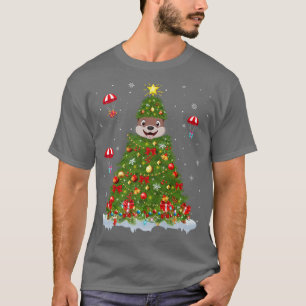 Xmas Lights Matching Family Funny Sea Otter Christ T-Shirt