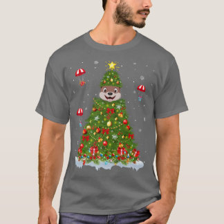 Xmas Lights Matching Family Funny Sea Otter Christ T-Shirt