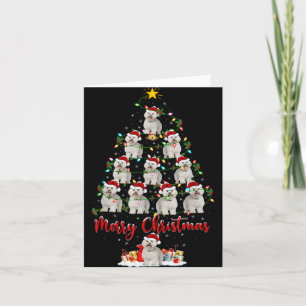 Xmas Lights Santa Bichon Frise Dog Christmas Tree  Card