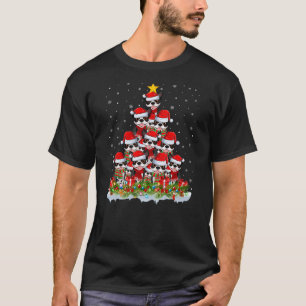 Xmas Lights Santa Boston Terrier Dog Christmas Tre T-Shirt