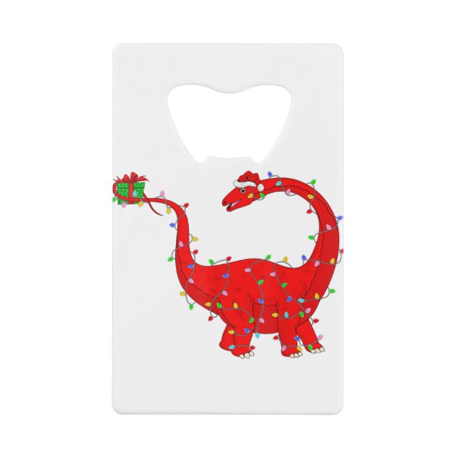 Xmas Lights Santa Brontosaurus Dinosaur Christmas (Front)