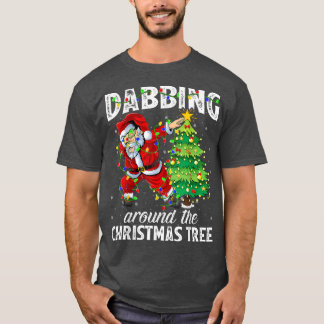 Xmas Lights Santa Dabbing Around The Christmas Tre T-Shirt