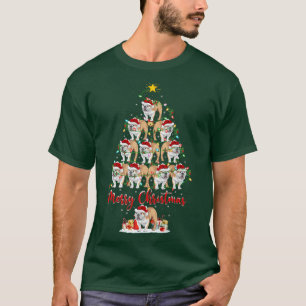 Xmas Lights Santa English Bulldog Christmas Tree  T-Shirt