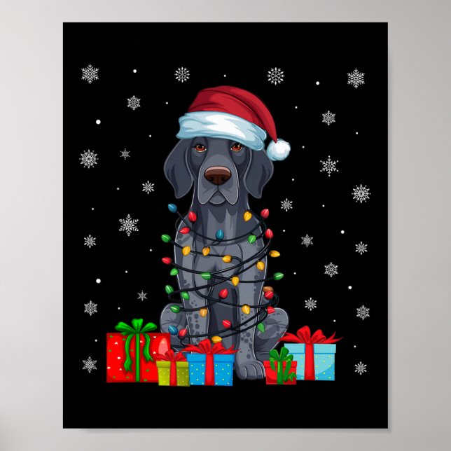 Xmas Lights Santa German Shorthaired Pointer Dog C Poster (Front)