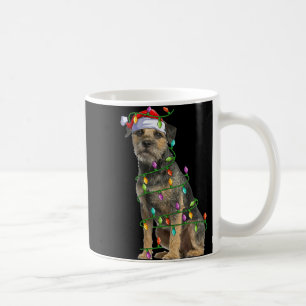 Xmas Lights Santa Hat Border Terrier Dog Christmas Coffee Mug