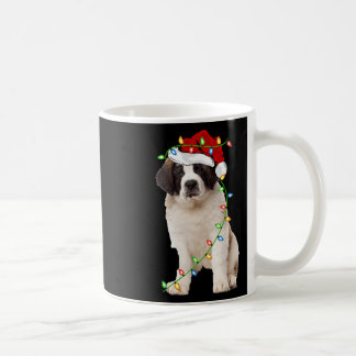 Xmas Lights Santa Hat Saint Bernard Dog Christmas Coffee Mug