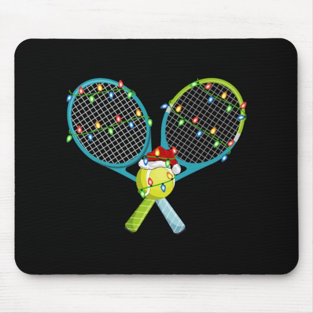 Xmas Lights Santa Hat Tennis Christmas Premium  Mouse Pad (Front)