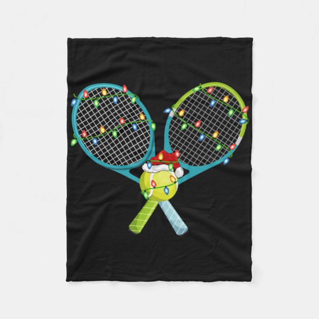 Xmas Lights Santa Hat Tennis Christmas Premium T S Fleece Blanket (Front)