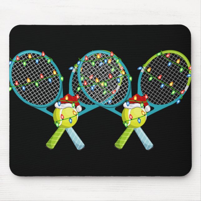 Xmas Lights Santa Hat Tennis Christmas Premium T S Mouse Pad (Front)