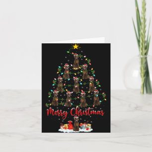 Xmas Lights Santa Irish Setter Dog Christmas Tree  Card