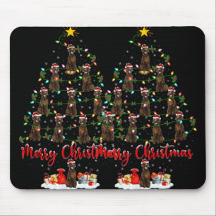 Xmas Lights Santa Irish Setter Dog Christmas Tree  Mouse Pad