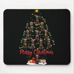 Xmas Lights Santa Irish Setter Dog Christmas Tree  Mouse Pad