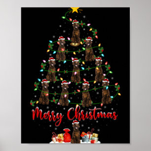 Xmas Lights Santa Irish Setter Dog Christmas Tree Poster
