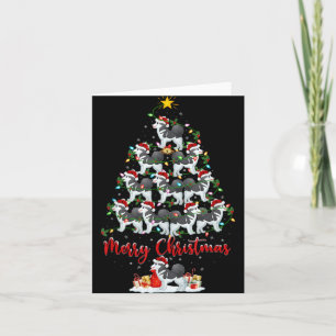 Xmas Lights Santa Siberian Husky Dog Christmas Tre Card