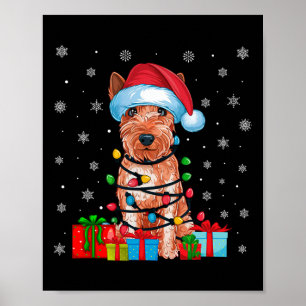 Xmas Lights Santa Soft Coated Wheaten Terrier Dog Poster