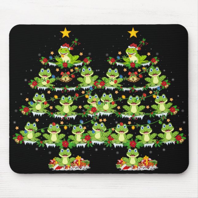Xmas Lights Santa Tree Frog Christmas Tree Premium Mouse Pad (Front)