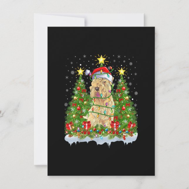 Xmas Lights Santa Wheaten Terrier Dog Christmas Tr Invitation (Front)