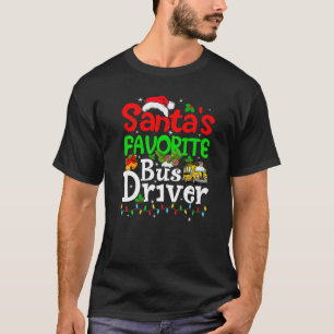 Xmas Lights Santa's Favorite Bus Driver Christmas T-Shirt