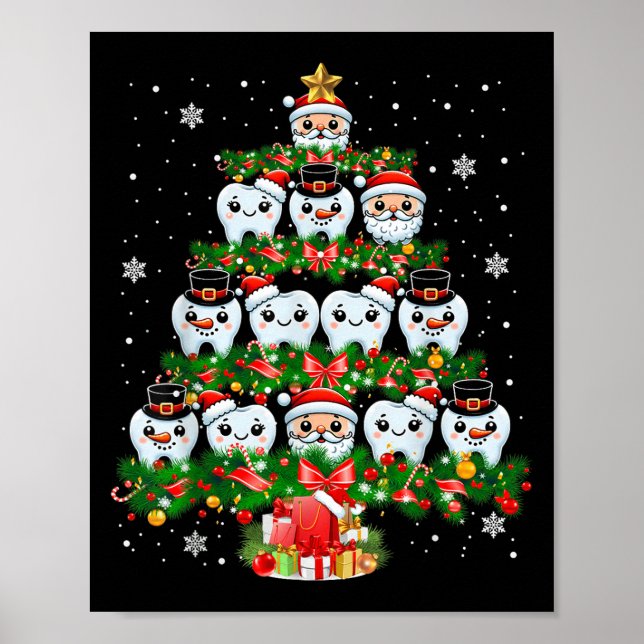 Xmas Lights Teeth Doctor Dentist Tooth Teeth Chris Poster (Front)
