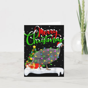 Xmas Lights Tree Santa Guinea Fowl Bird Merry Chri Card