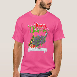 Xmas Lights Tree Santa Guinea Fowl Bird Merry Chri T-Shirt