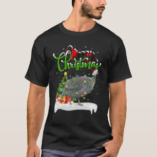 Xmas Lights Tree Santa Guinea Fowl Bird Merry Chri T-Shirt