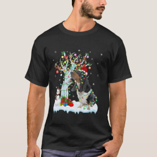 Xmas Lights Tree Santa Hat Rhodesian Ridgeback Dog T-Shirt