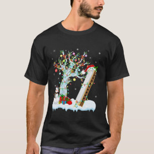 Xmas Lights Tree Santa Musician Musical Harmonica T-Shirt
