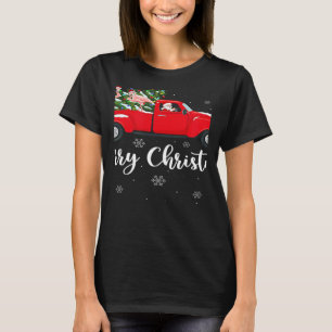 Xmas Lights Tree Santa Ride Flamingo Red Truck Chr T-Shirt