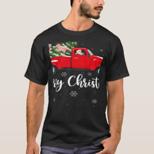 Xmas Lights Tree Santa Ride Flamingo Red Truck Chr T-Shirt