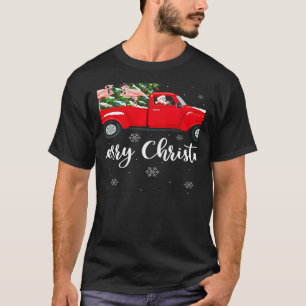 Xmas Lights Tree Santa Ride Flamingo Red Truck Chr T-Shirt