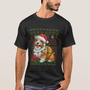 Xmas Lights Ugly Santa Hat Belgian Sheepdog Christ T-Shirt