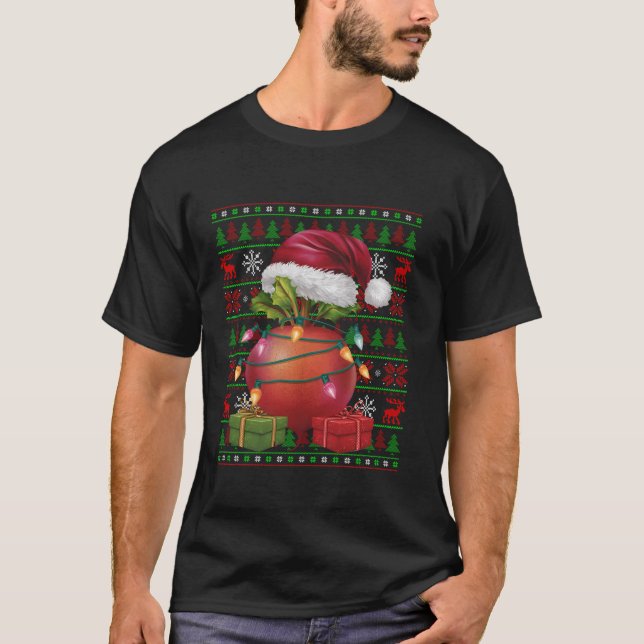 Xmas Lights Ugly Santa Hat Vegetable Beetroot Chri T-Shirt (Front)
