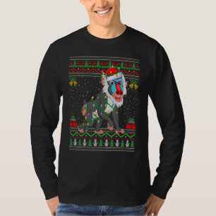 Xmas Lights Ugly Sweater Style Santa Baboon Christ