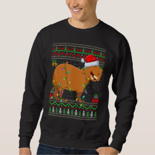 Xmas Lights Ugly Sweater Style Santa Capybara Chri