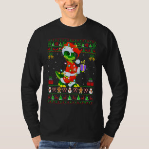 Xmas Lights Ugly Sweater Style Santa Crocodile Chr