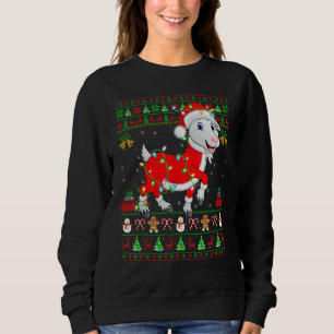 Xmas Lights Ugly Sweater Style Santa Goat Christma