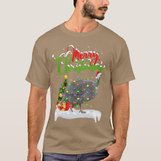 Xmas Lightsree Santa Guinea Fowl Bird Merry Christ T-Shirt