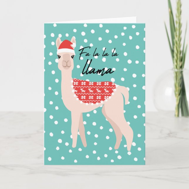 Xmas Llama Cute Christmas Greeting Card (Front)