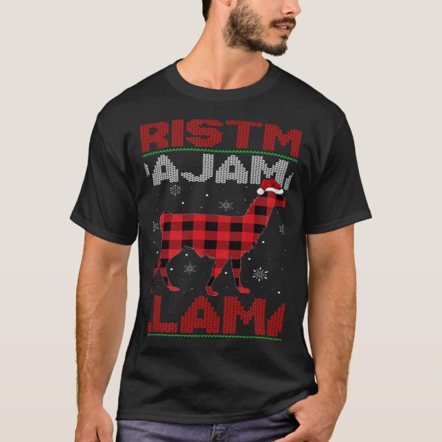Xmas Llama Red Buffalo Plaid Ugly Llama Christmas  T-Shirt (Front)