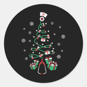 Xmas Lpn Stethoscope Rn Nursing Christmas Tree Nur Classic Round Sticker